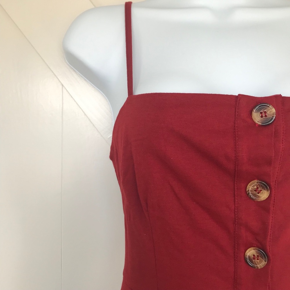 Solid color button down midi dress with pockets - Picture 5 of 6